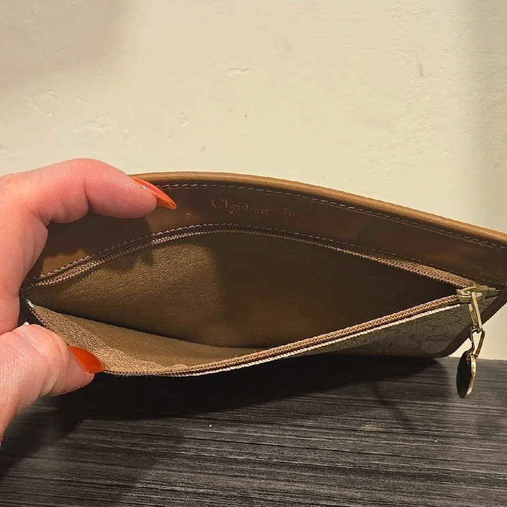 Dior Vintage Tan and Cream Monogram Pouch